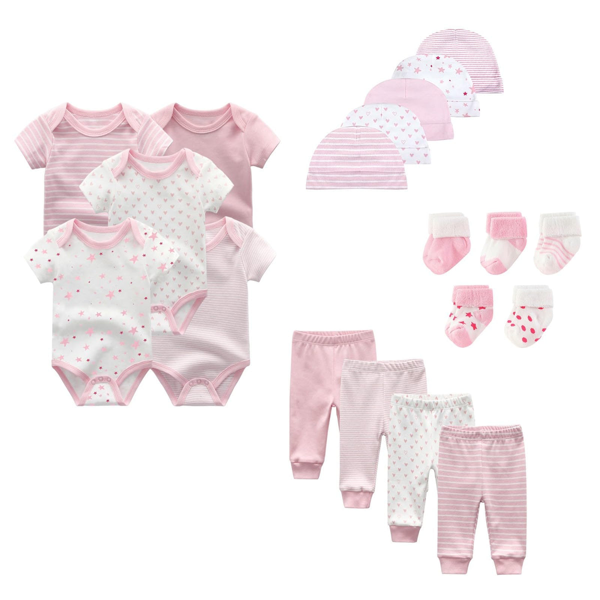 JELYLOVE Unisex 19 Pack Baby Boy Girl Layette Sets Infant Boy Girl Clothes