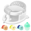 SMGZG Baby Bath Seat 6M+, Non-Slip Cushion, 5-Pc Set for New Parents, Gray