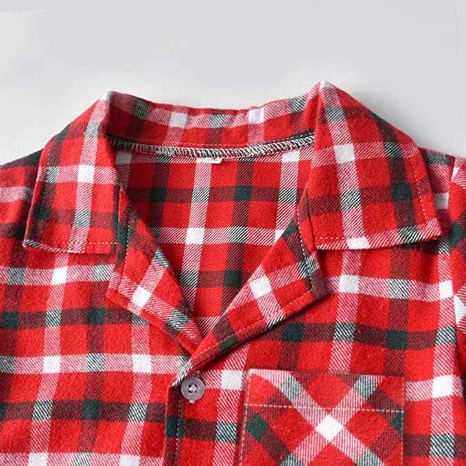 Schbbbta Kids Pajamas Set, Plaid Button Down Pjs for Girls & Boys, 9 Months - 14 Years
