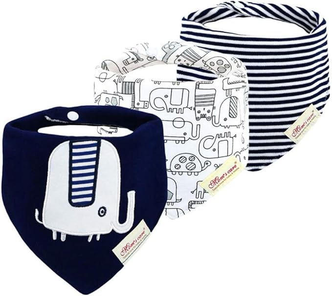 JN&LULU 3 Pack Newborn Baby Bibs Bandana Drool Bibs for Drooling Cotton Baby Gifts (Moon Star)