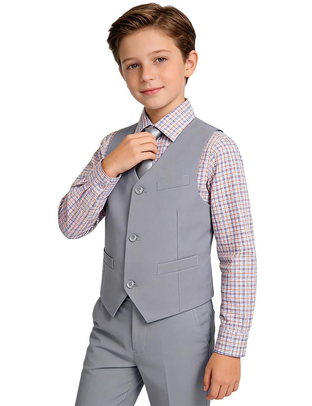 Boys Suit Set for Kids Formal Tuxedo Suits for Wedding, Light Grey, 3T