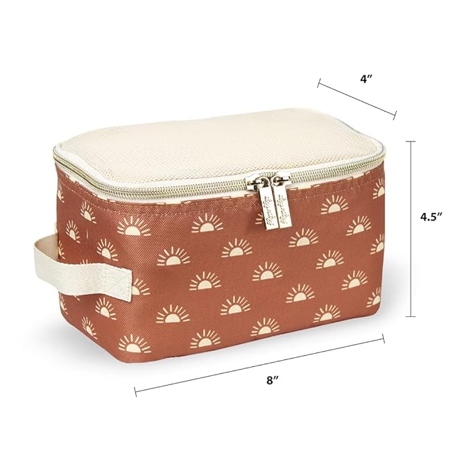 Itzy Ritzy Packing Cubes for Travel – Set of 3 Packing Cubes or Travel Organizers; Each Cube Features a Mesh Top, Double Zippers and a Fabric Handle (Terracotta Sunrise)