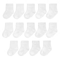 Fruit of the Loom Baby & Toddler Grow & Fit Flex Zones Cotton Stretch Crew Socks - Unisex, Girls, Boys (6-12 Months, White)