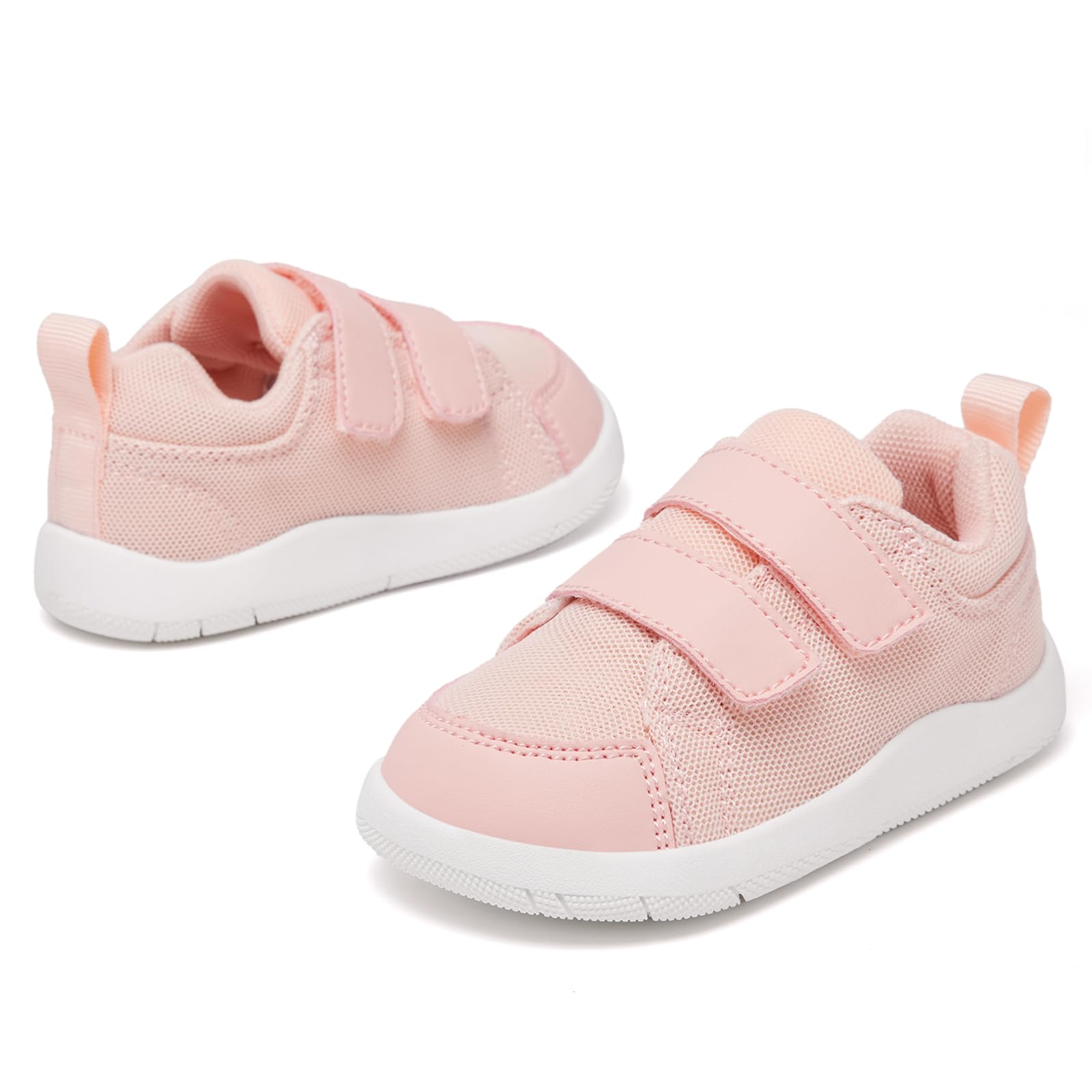 MORENDL Toddler Girl Shoes Baby Wide Toe Box Barefoot Shoes Girls Walking Shoes Non-Slip Minimalist Sneakers Comfort Zero Drop Tennis Outdoor Activities Pink Mesh Size 7