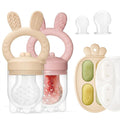 2 Packs Baby Fruit Feeder & Freezer Tray Combo, Push Pop Baby Food Feeder to Safely Introduce New Foods, Fresh & Frozen Food Silicone Feeder, 100% Food Grade, BPA Free