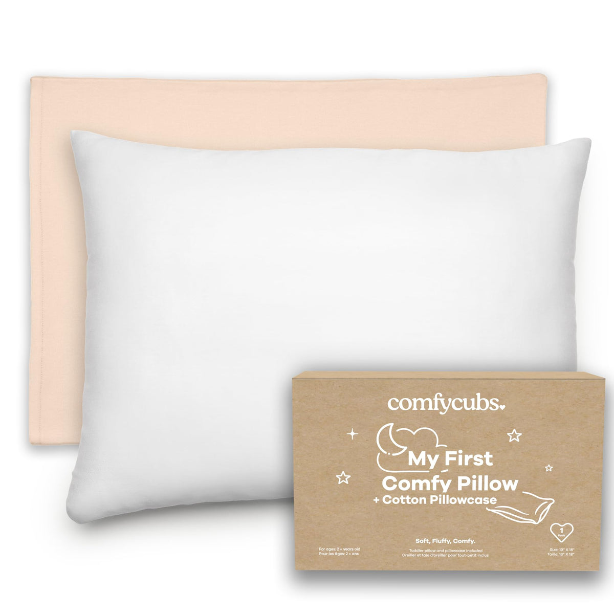 Comfy Cubs Toddler Pillow with Muslin Pillowcase, 13 x 18 in, 2 Pack - Lightweight, Breathable Microfiber Fill for Sleeping and Travel - Soft and Cozy Small Pillow for Toddlers - Sage