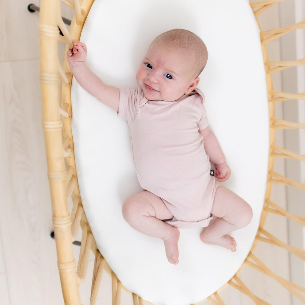 KYTE BABY Unisex Bodysuits, 2-Pack Short Sleeve Baby Bodysuits, 97% Rayon made from Bamboo, 3% Spandex (0-3 Months, Blush + Taro)