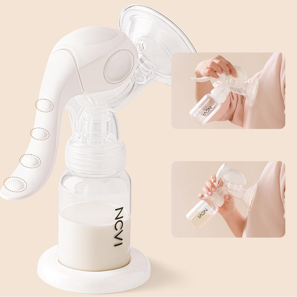 NCVI Manual Breast Pump, Silicone Soft 20mm Flange for Small Nipples, White