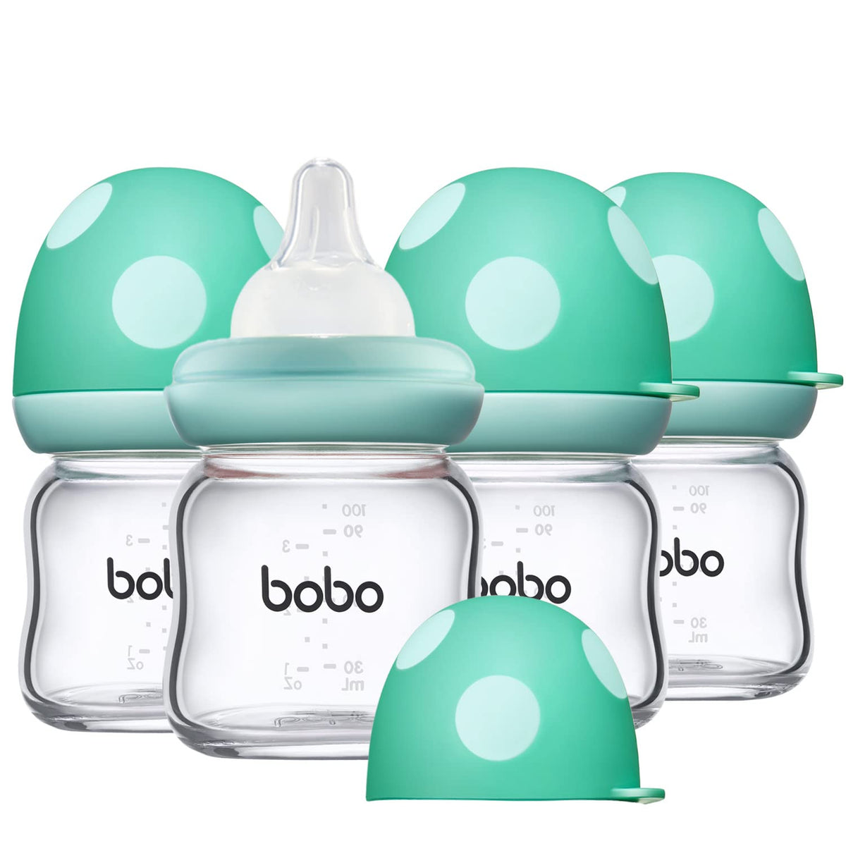 YOHKOH Natural Glass Baby Bottles, 8.8oz Red-A 4‑Pack