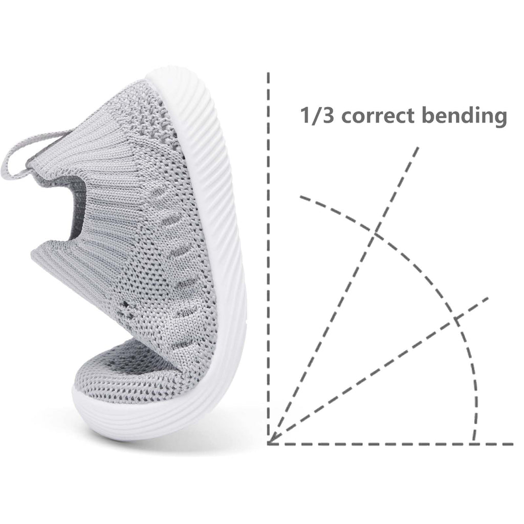 MORENDL Toddler Shoes Baby Walking Sock Shoes Non-Slip Breathable Boys & Girls Sneakers Infant Tennis Shoes Mesh Grey 6-9Months