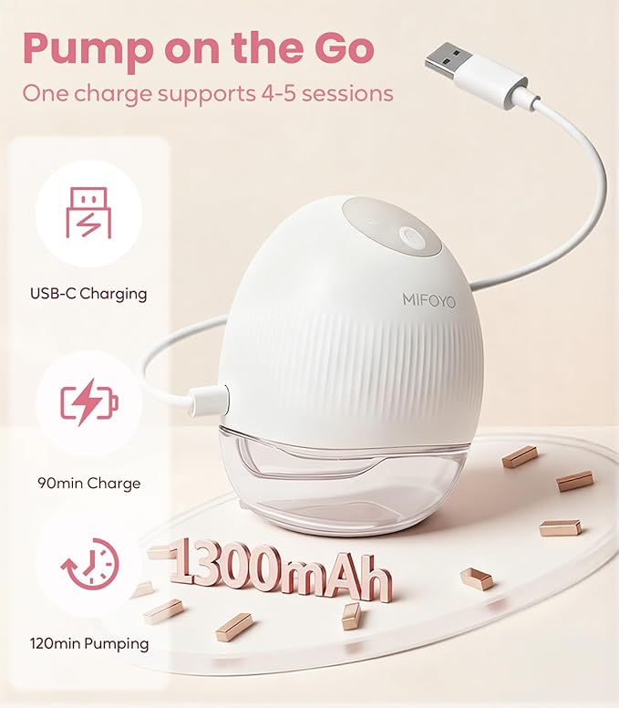Wearable Breastfeeding Pump, Hands-Free Breast Pump – Electric Portable Breast Pump with 4 Modes & 9 Levels, 5oz Capacity, 1300mAh Battery, Clear LCD Display, Quiet <50dB, Easy to Clean, 2 Pack