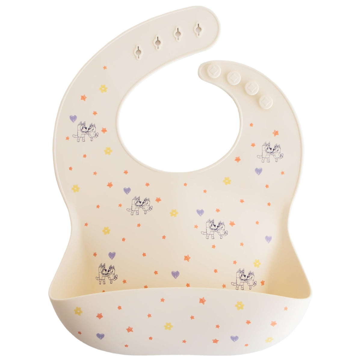 mushie Silicone Baby Bib | Adjustable Fit Waterproof Bibs (Rainbows)