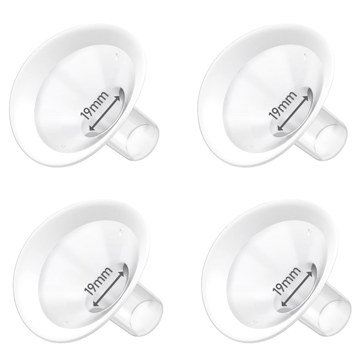 4pc 17mm Oval Flanges Shields Built-in Soft Edges Compatible with Medela/Lansionh Pumps, Replacement Parts for Pump in Style, Symphony, Swing Maxi, Harmony and Personalfit Flex Connector