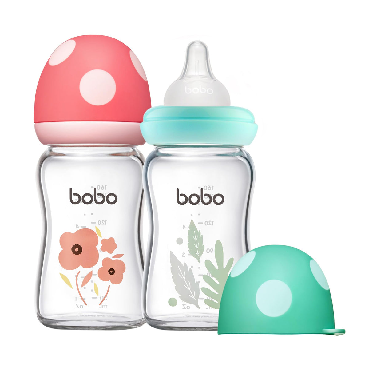YOHKOH Natural Glass Baby Bottles, 8.8oz Red-A 4‑Pack
