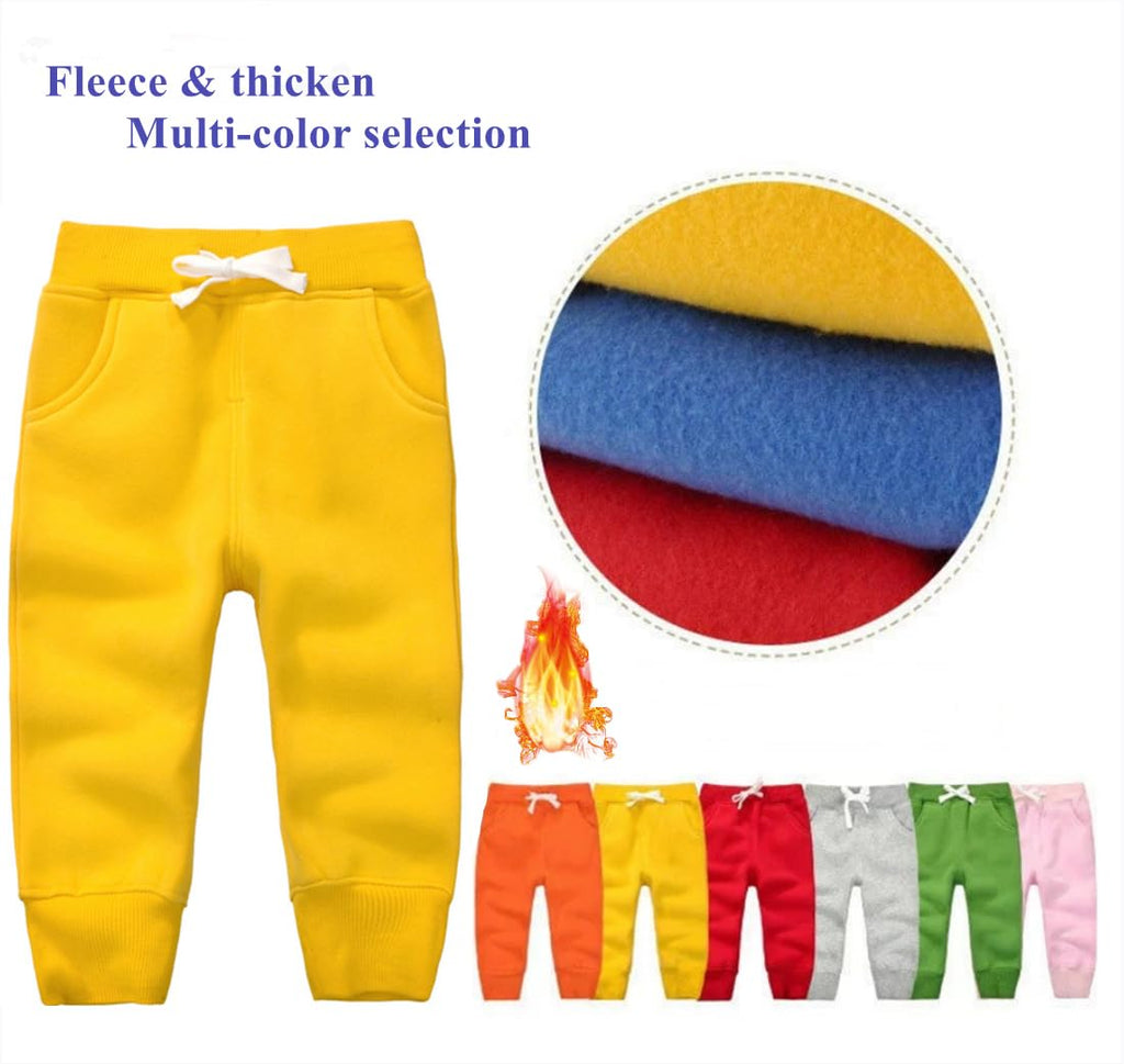 CuteOn Unisex Toddler Jogger Pants Kids Cotton Elastic Waist Winter Baby Sweatpants Pants 1Years Yellow
