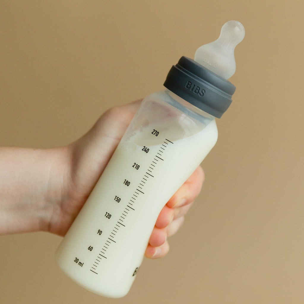 BIBS Plastic Baby Bottle, 270 ml, 1-Pack, Silicone Nipple, Ivory