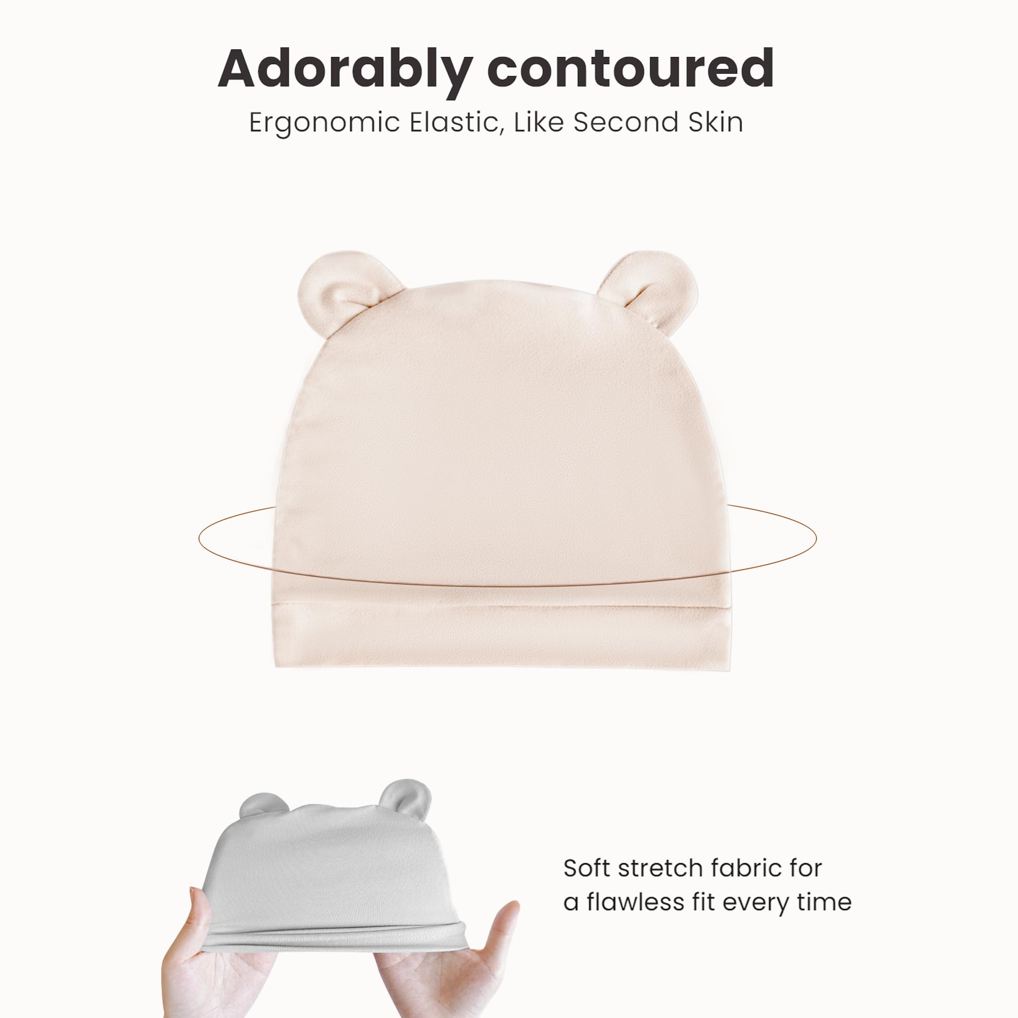 Konssy 6-Pack Baby Newborn Hats with Bear Ears Set