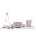 Lalo Big Bites Kids Dinnerware Full Set - Dishwasher Safe, BPA Free, Kids Tableware Set - Includes Stackable Bowl, Plate, Utensils & Cup - 7 Pieces - Lavender