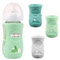 Silicone Sleeves for Avent Glass Natural Baby Bottle,3 Pack Bottles Shatter Proof Bottle Covers,Anti Flow Holder Compatible Baby Bottle 8 oz,BPA Free (Grey+Blue+Green)