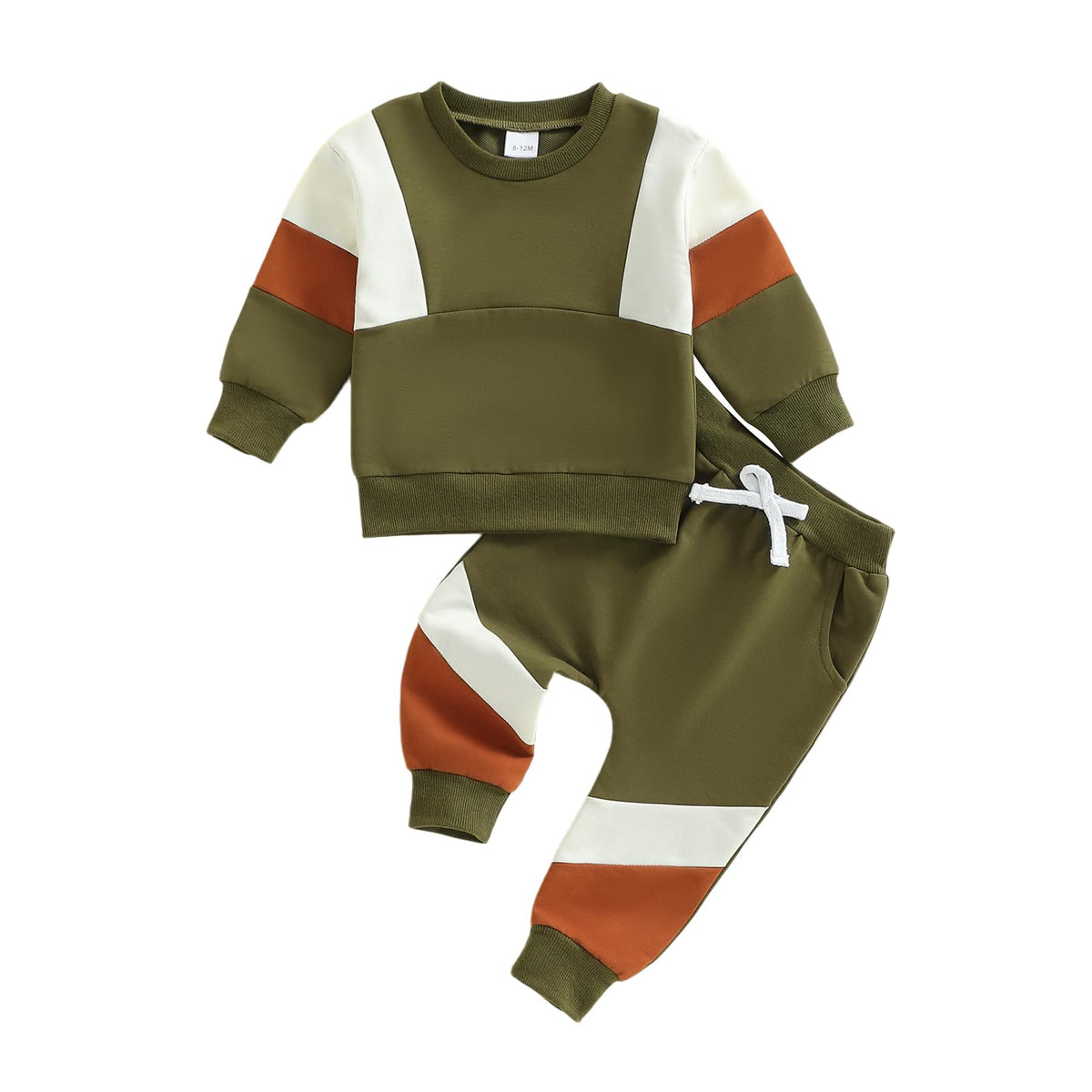Kupretty Toddler Baby Boy Color Block Sweatshirt Pants Set