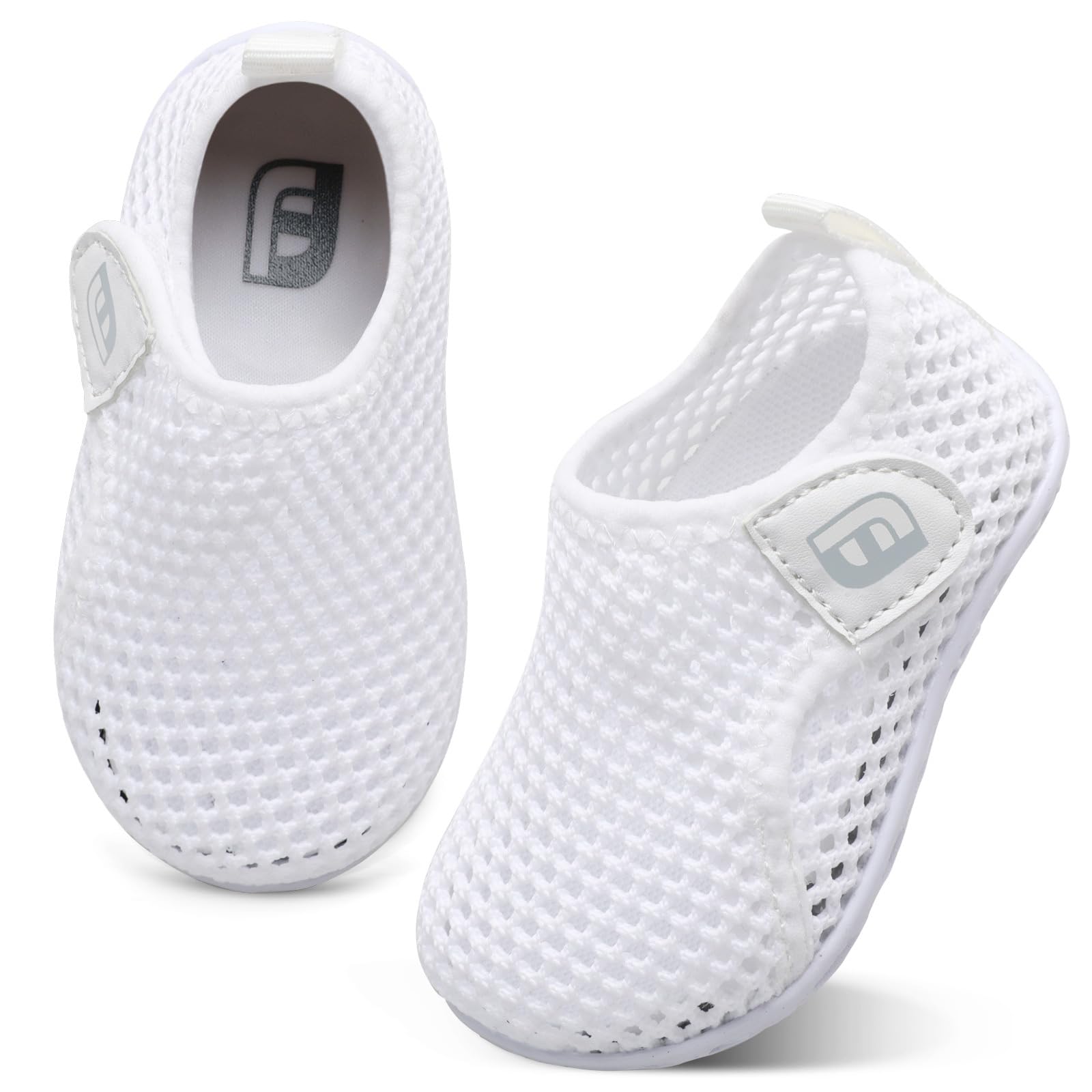 Kids Water Shoes Non-Slip Quick Dry Swim Barefoot Aqua Shoes for Toddler Boys Girls Mesh White 6-12 Months Infant