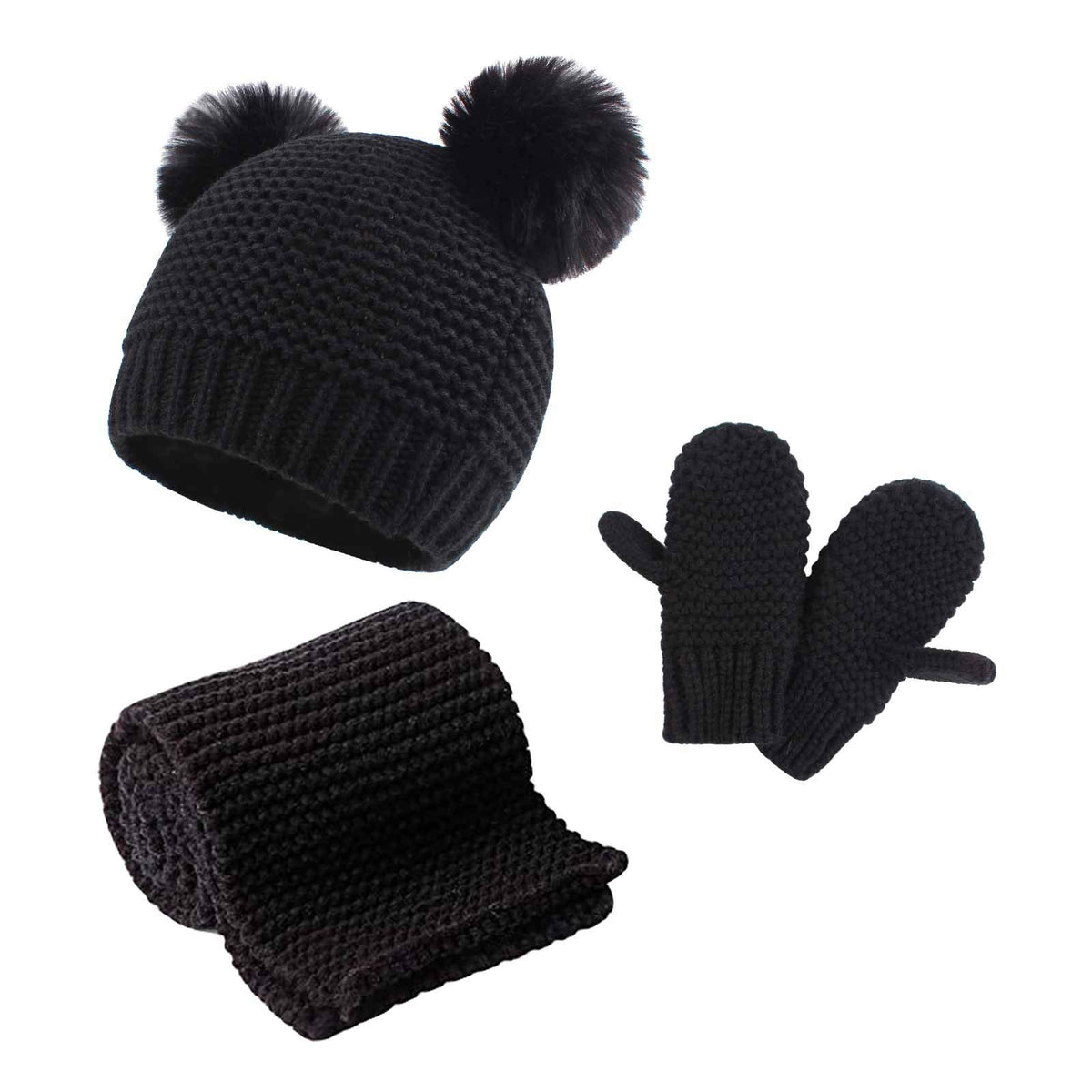 Duoyeree Baby Winter Hat Scarf Glove Beanie Set Fleece Lined Set 0-3T
