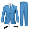 Fxzpiodi Boy Suit Slim Outfit 6 Piece Tux Jacket Vest Pants Lake Green 2