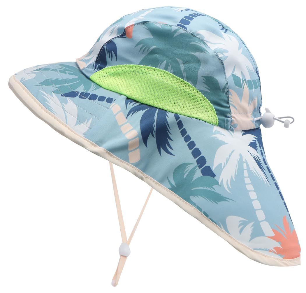 Toddler Baby Boys Swimsuit Rashguard One Piece Zipper Bathing Suit with Sun Hat Infant Swimwear Sunsuit UPF 50+（Tropic Affair，6-9 Months）