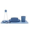 Lalo Big Bites Kids Dinnerware Full Set - Dishwasher Safe, BPA Free, Kids Tableware Set - Includes Stackable Bowl, Plate, Utensils & Cup - 7 Pieces - Blueberry