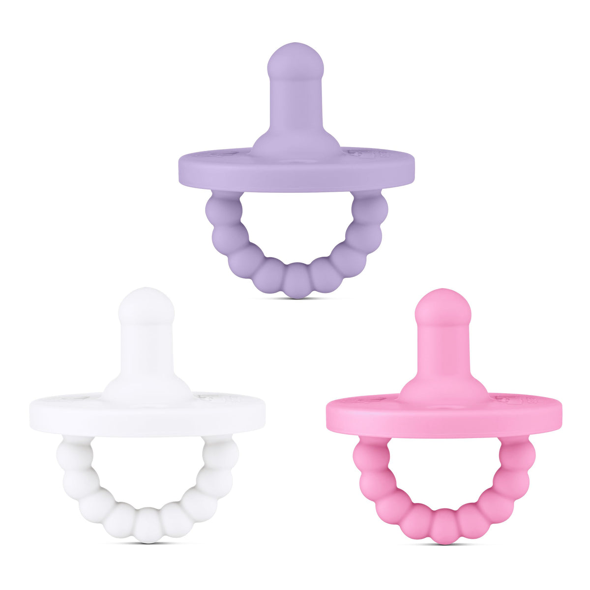 Ryan & Rose Cutie PAT 3 Pack Baby Pacifiers Teether Teething Ring Binky (Canvas, Round Original)