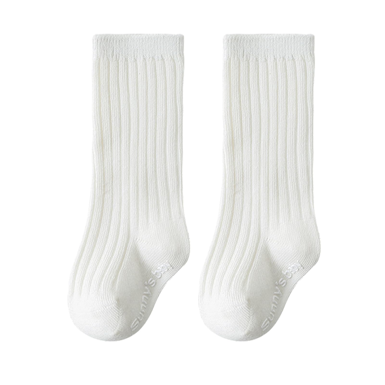 Zumou Toddler Knee High Socks Non Slip Anti Skid Baby Boy Girls Seamless Long Stockings (US, Age, 1 Year, 3 Years, 4 Pairs White)