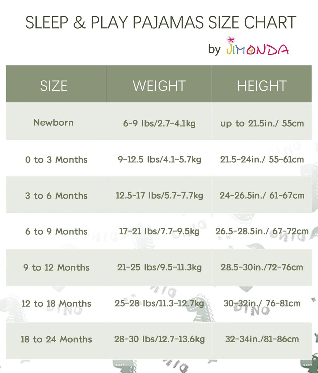 Jimonda Baby Girls Boys Bamboo Rayon Pajamas,Footed Pjs(Dinosaurs,12-18 M)