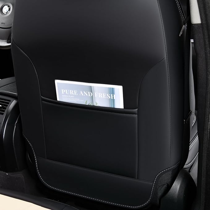 Seat Covers for Cars, Waterproof Seat Covers, Leather Car Seat Covers 2 Pack, Universal Seat Cushion Protector for Most Cars Trucks SUV-Black&Beige