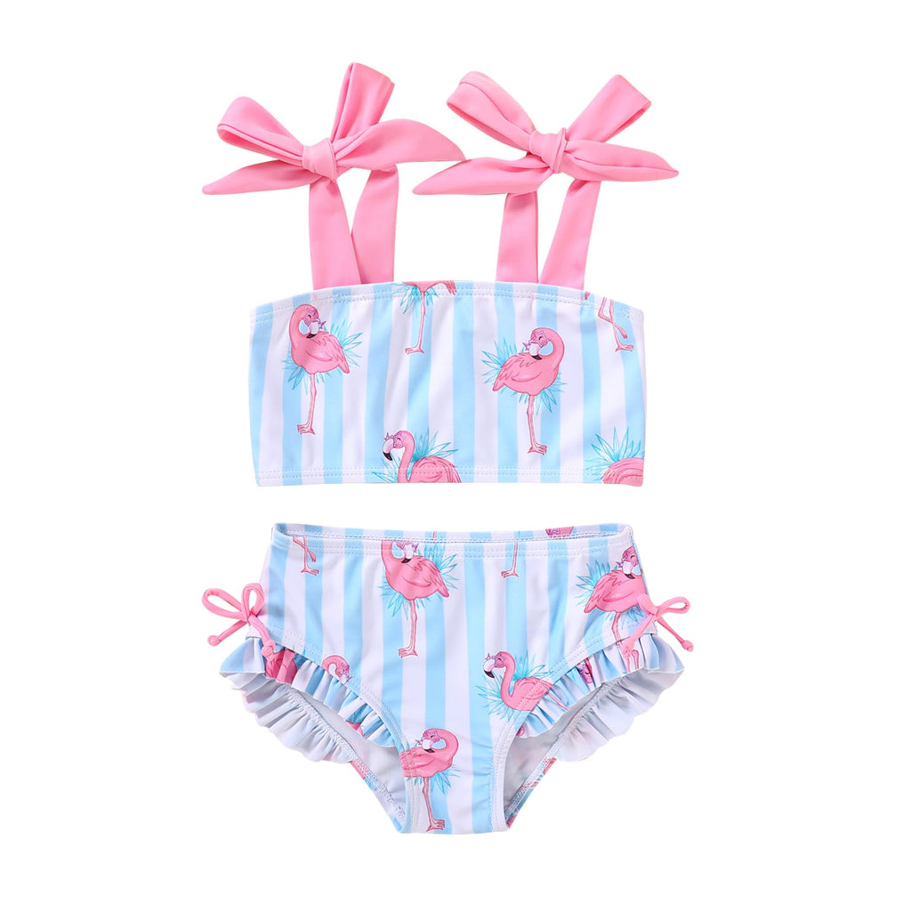 MAMAMI Toddler Swimsuit Girl Color Block Stripe Two Pieces Swimwear Baby Girl Summer Beach Bathing Suits