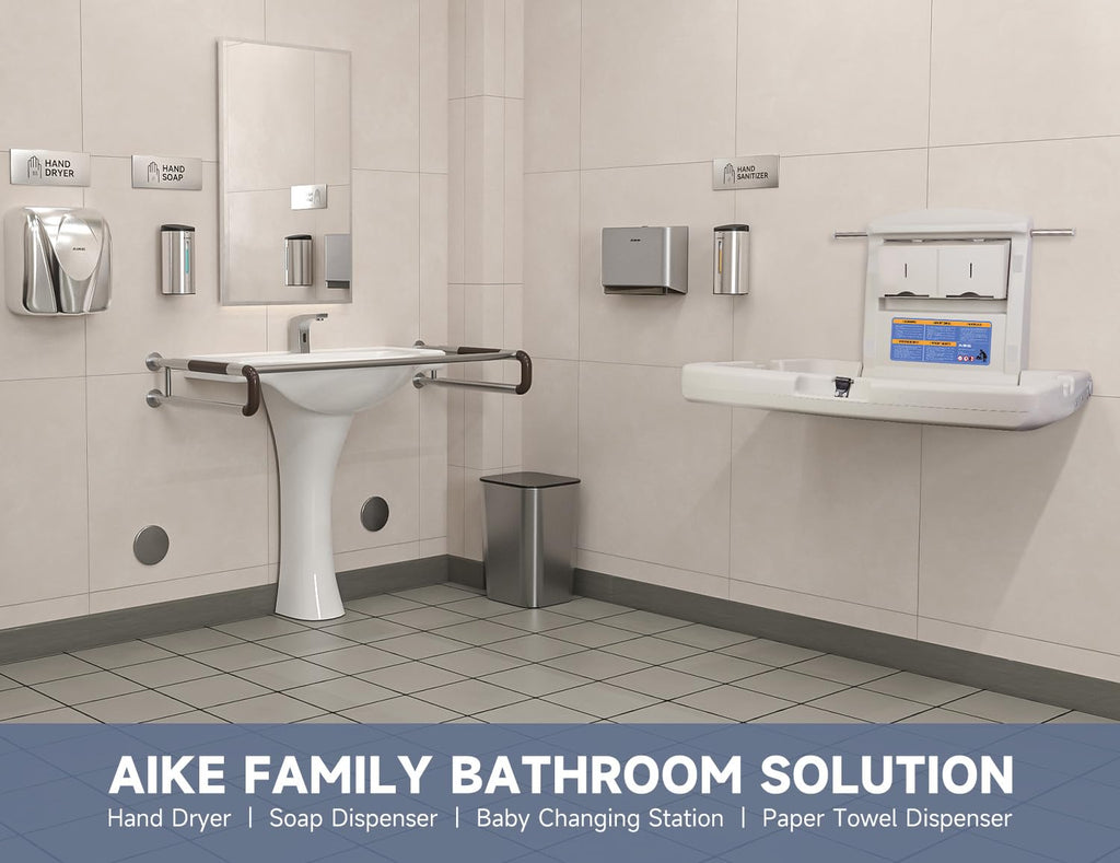 AIKE Commercial Baby Changing Station,Foldable ADA Compliant, Grayish White