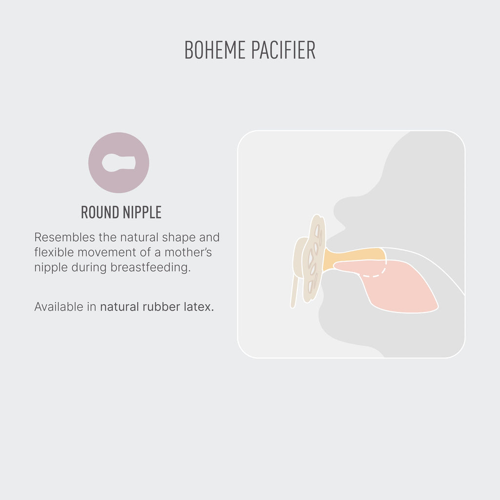 BIBS Boheme Soother 4-Pack. BPA Free Dummy Pacifier, Round Nipple. Natural Rubber Latex, Made in Denmark. 0-6 Months (Pack of 4), Peach Mix