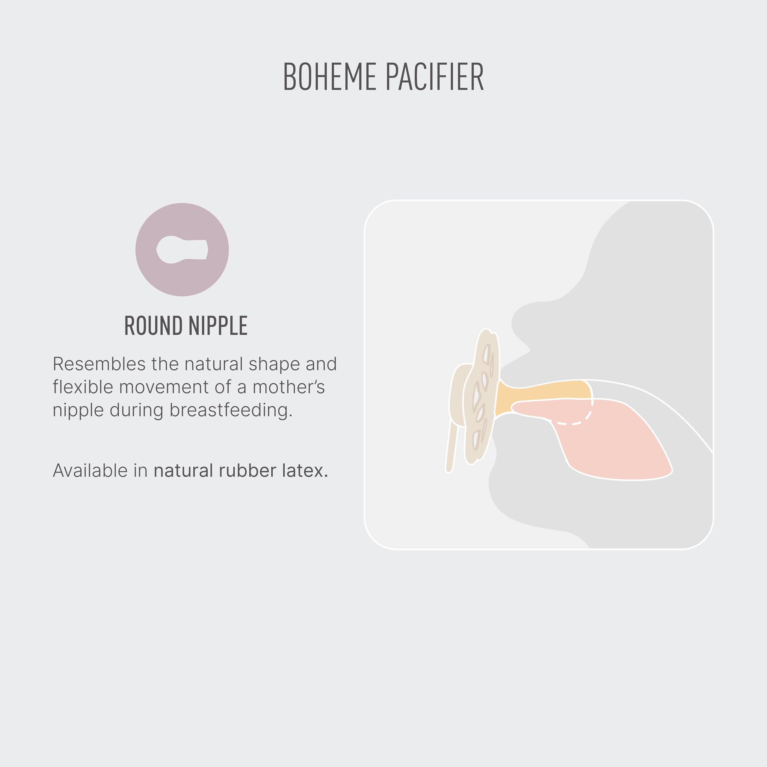 BIBS Boheme Soother 4-Pack. BPA Free Dummy Pacifier, Round Nipple. Natural Rubber Latex, Made in Denmark. 0-6 Months (Pack of 4), Peach Mix