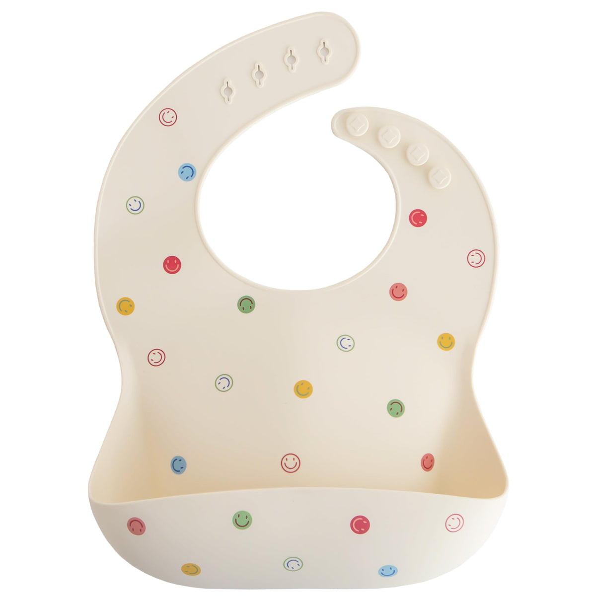 mushie Silicone Baby Bib | Adjustable Fit Waterproof Bibs (Rainbows)