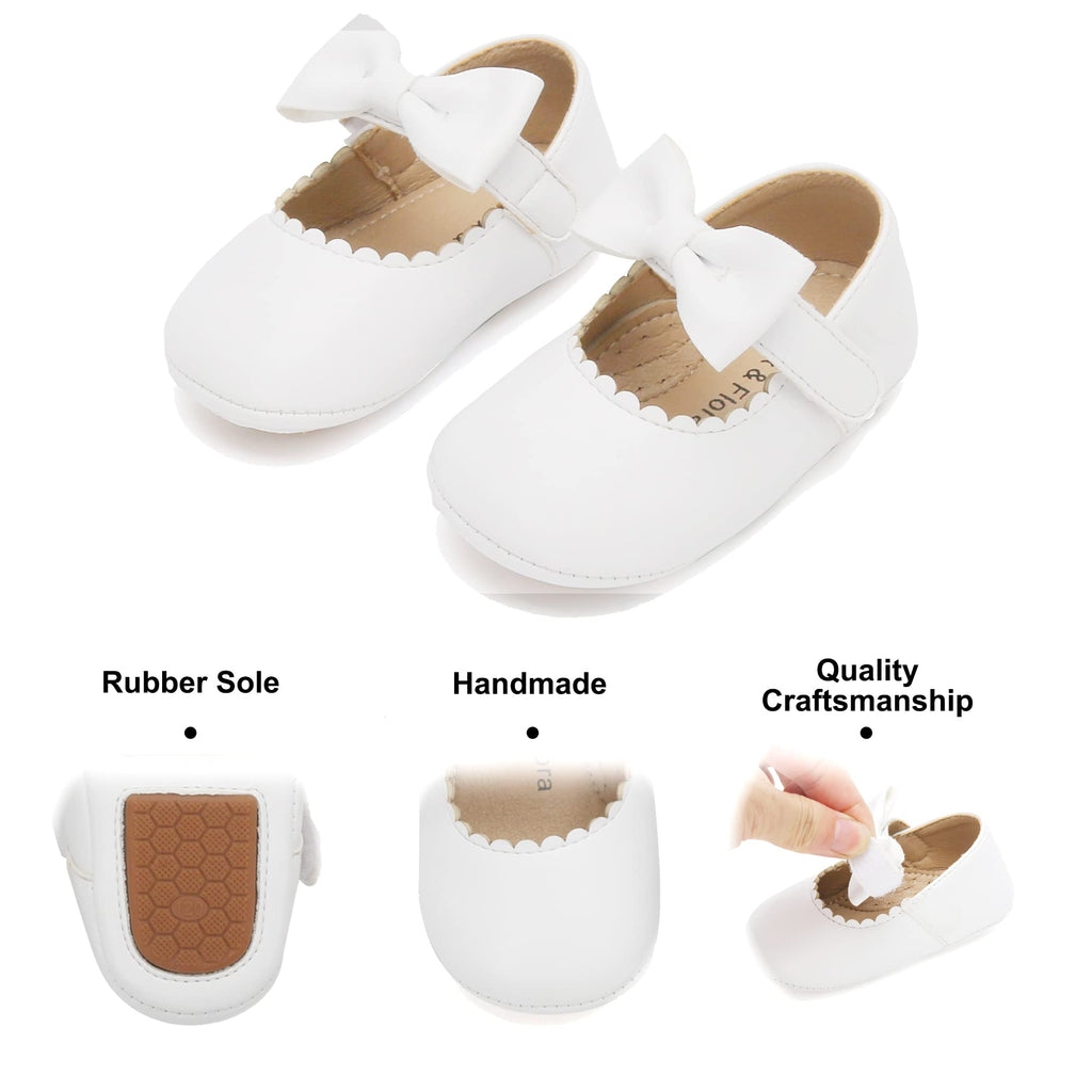 Soft Sole Baby Shoes - Infant Baby Walking Shoes Moccasins Rubber Sole Crib Shoes（White,2.5-3 Years Toddler