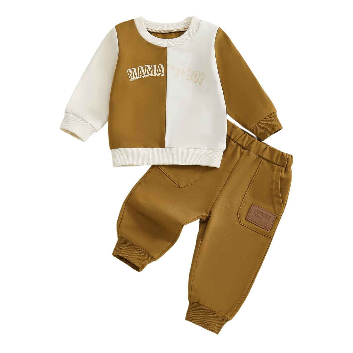 Kupretty Toddler Baby Boy Color Block Sweatshirt Pants Set