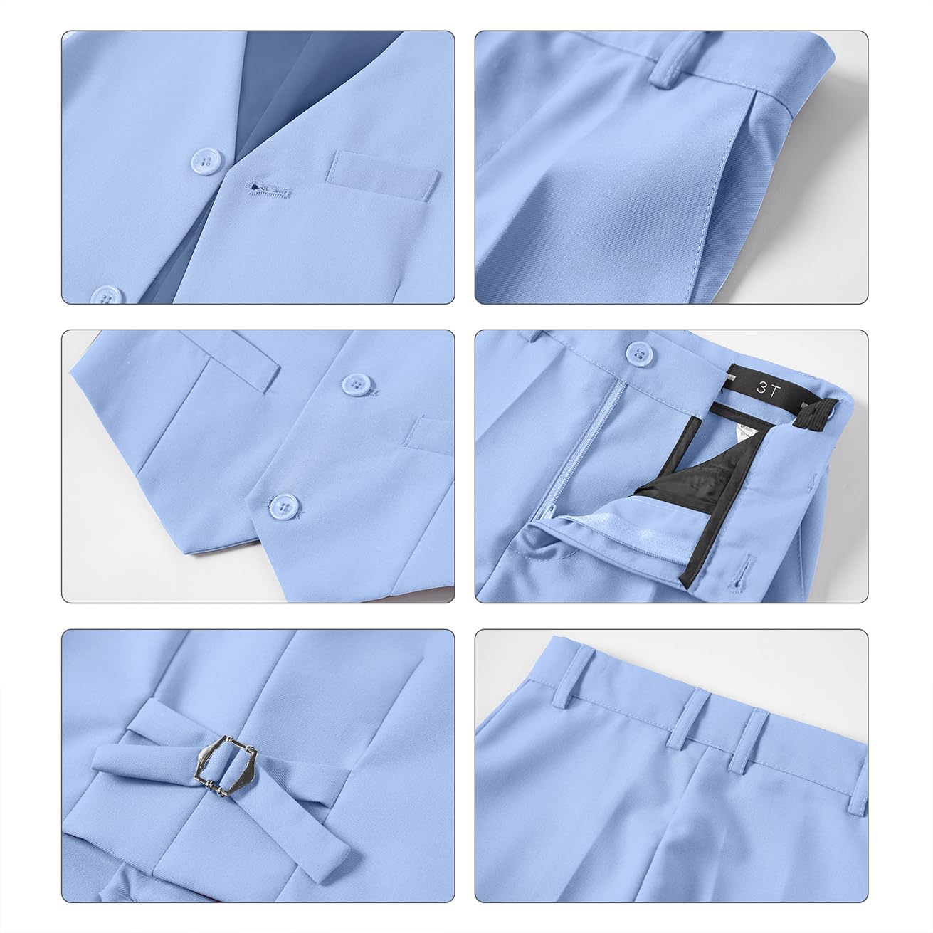 Boys Suit Vest Set Formal Dress Suits Wedding Outfit, Light Blue, Size 18