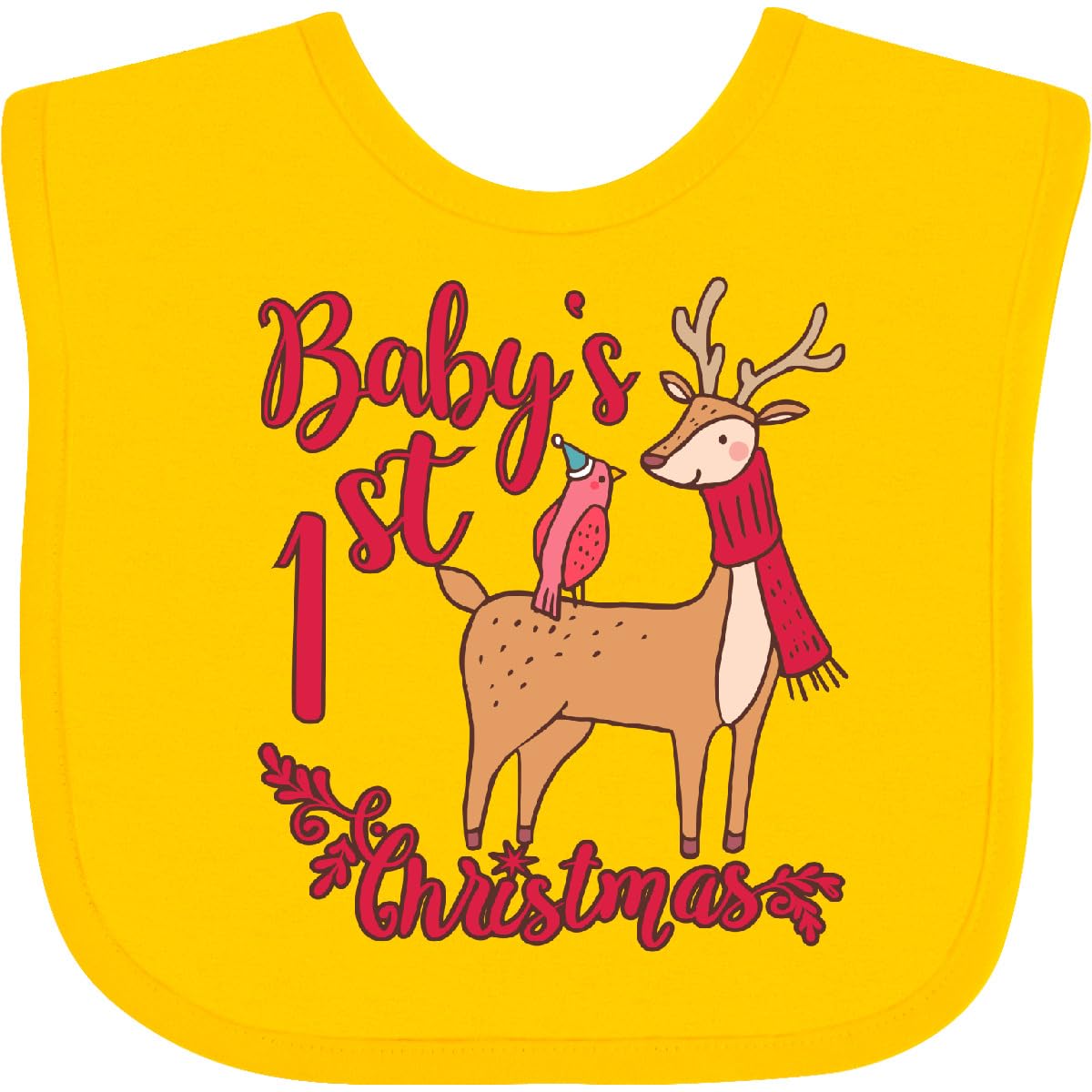 inktastic Baby's First Christmas Baby Bib Yellow 3ff47