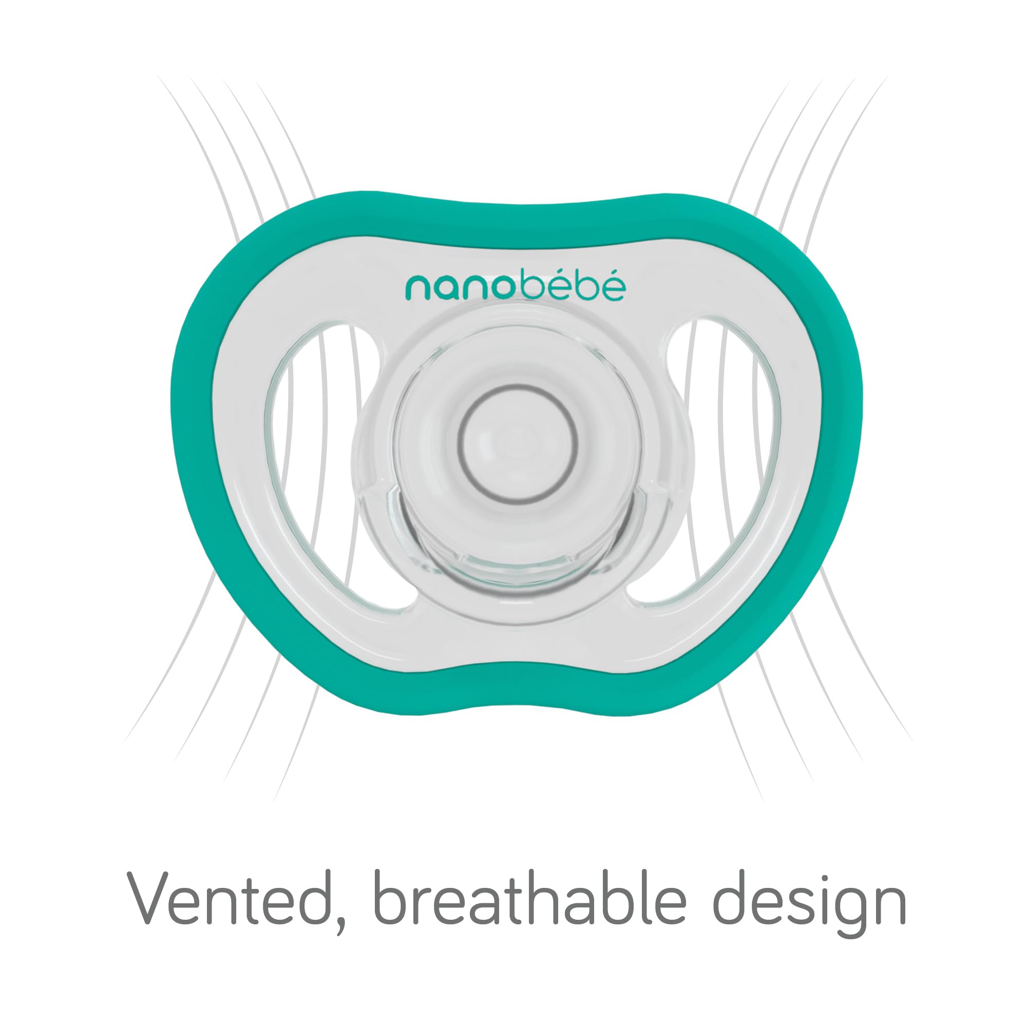 Nanobebe Active Baby Pacifiers 4-36 Months - Orthodontic, Lightweight and Vented, Curves Comfortably with Face Contour, 100% Silicone - BPA Free, Perfect Baby Registry Gift 4pk, Teal/Grey