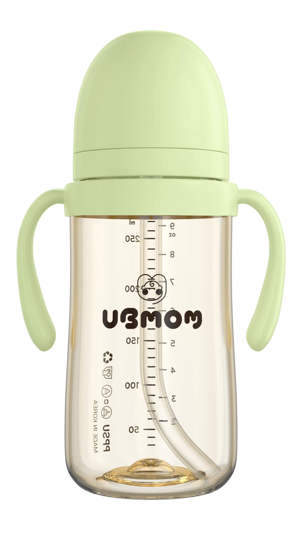 UBMOM Sippy Cup with Straw and Handle, Spillproof Baby and Toddler Cups with Replaceable Straw, BPA-Free PPSU Sippy Cups for Toddlers, 9.47oz (Green)