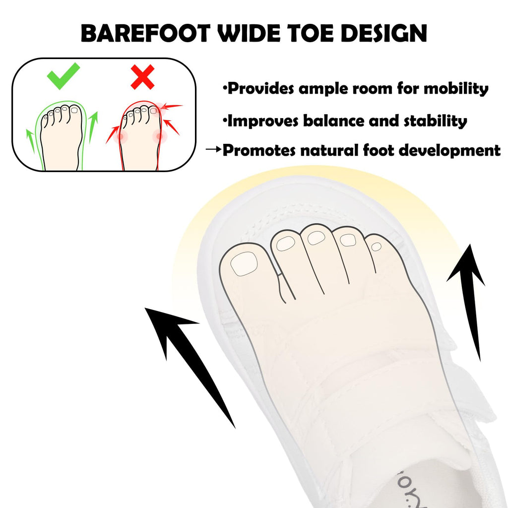 MORENDL Toddler Shoes Baby Wide Toe Box Barefoot Shoes Boy Girl Walking Shoes Non-Slip Minimalist Sneakers Comfort Zero Drop Tennis Outdoor Activities White Size 10.5