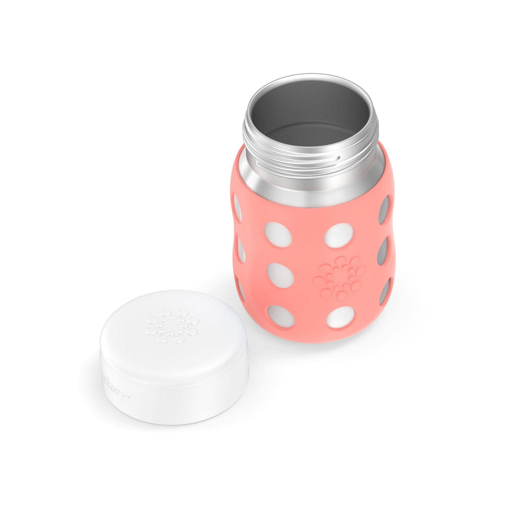 Lifefactory 8-Ounce Stainless-Steel Vacuum-Insulated Wide-Neck Baby Bottle with Flat Cap, Cantaloupe (LS2231WCA4)