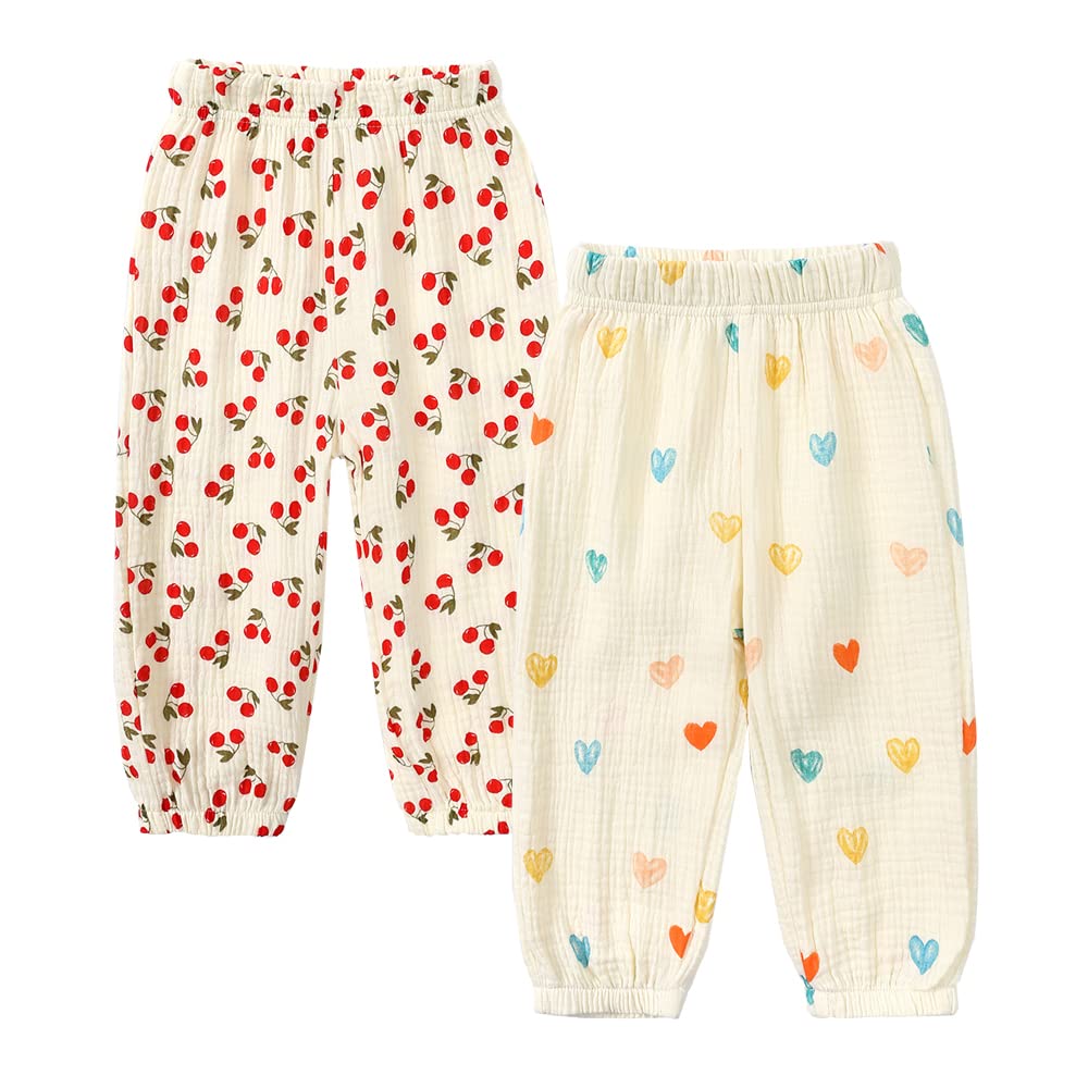 MYGBCPJS Baby Boys Girls 3 Pack Cotton Linen Long Bloomers Ankle Length Trousers Kids Lightweight Elastic Waist Harem Pants