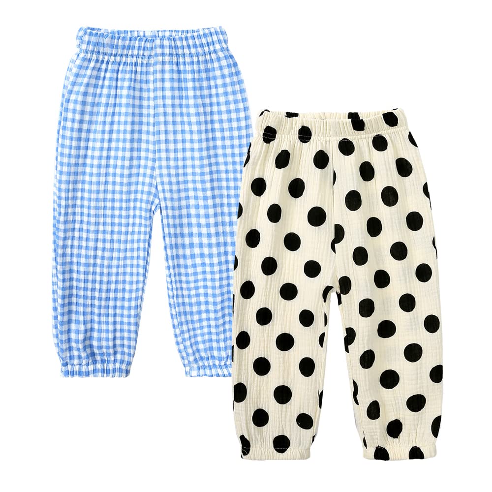 MYGBCPJS Baby Boys Girls 3 Pack Cotton Linen Long Bloomers Ankle Length Trousers Kids Lightweight Elastic Waist Harem Pants