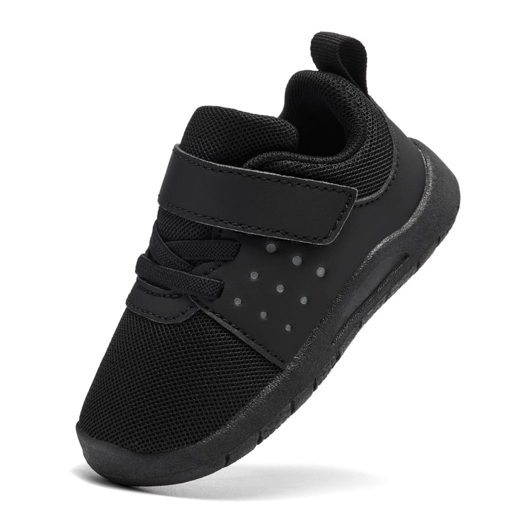 MORENDL Toddler Baby Shoes 0-4 Years Boy Girl Lightweight Breathable Non-Slip Sports Sneakers Running Walking Tennis Barefoot Shoes AllBlack 15-18Months