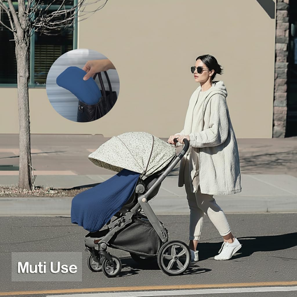 MUGVELL Muslin Nursing Covers for Breastfeeding, Misty Blue